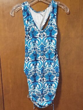 A. Che Turqouise SleevelessDress Cover Up S